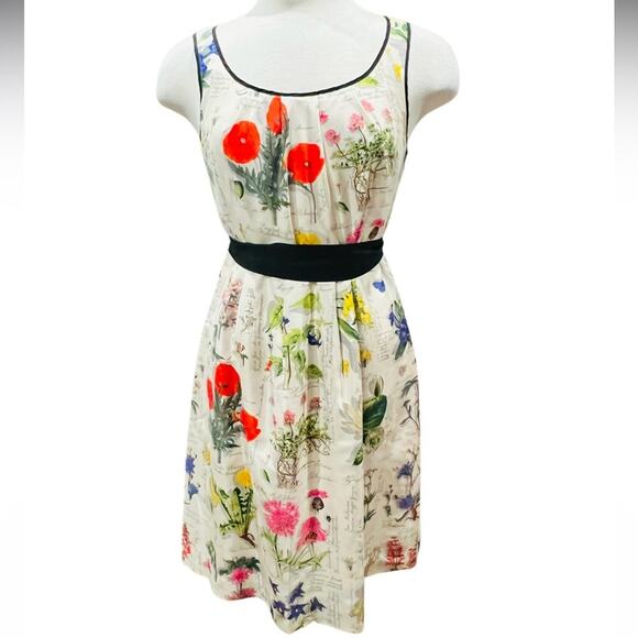 Anthropologie Moulinette Soeurs Tuileries Botanical Floral  Silk Dress Size 8 - Picture 2 of 8